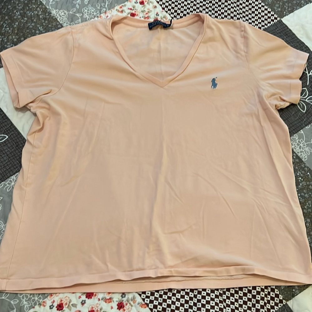 Polo Ralph Lauren pink neck Tshirt size XL